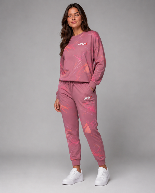 URBX Graphic Loungewear Set Dusty Rose – Front straight view 2