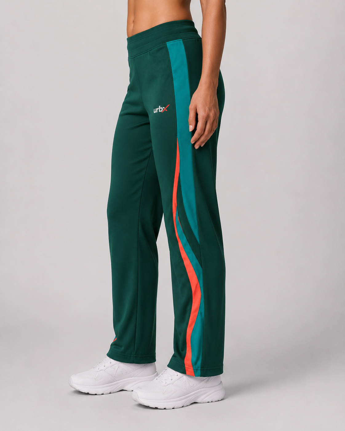 URBX Colour-Block Track Pants Forest Green – Side view