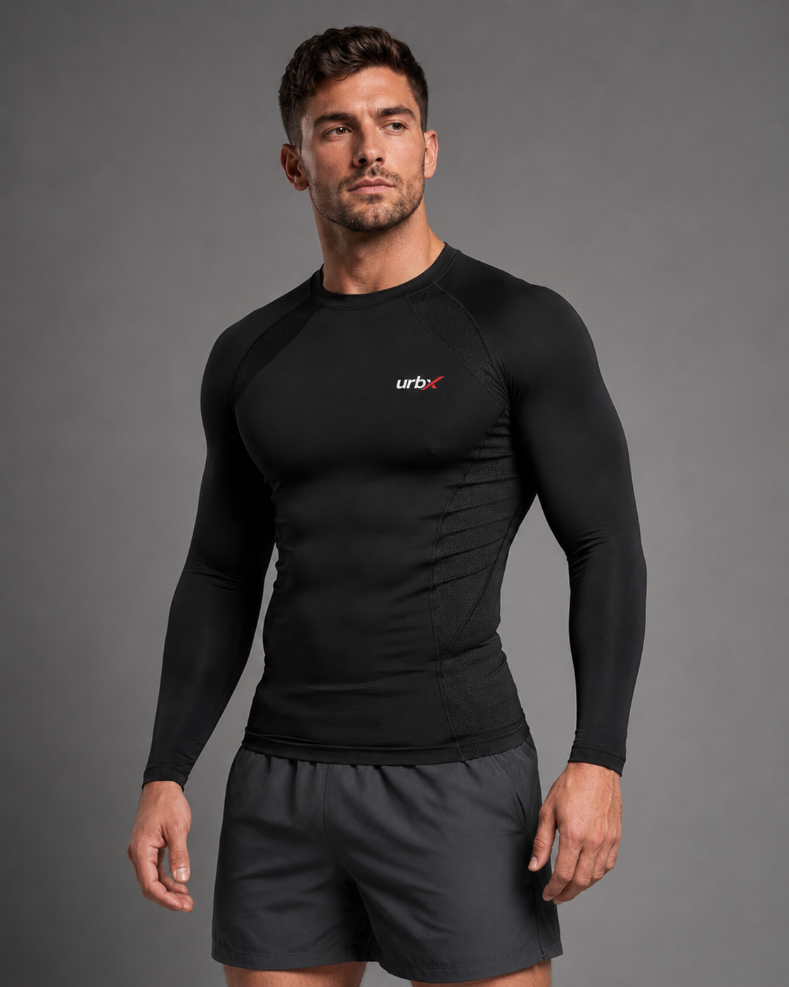 URBX Compression Base Layer Top Black - Side view