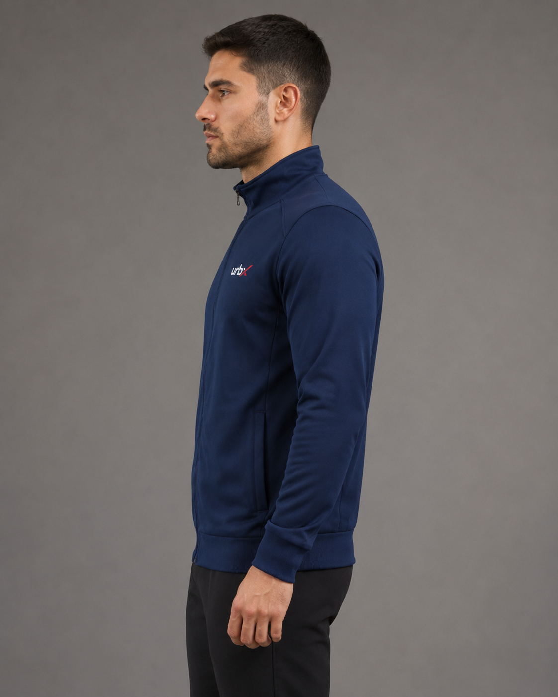 URBX Full-Zip Track Jacket Navy – Side view