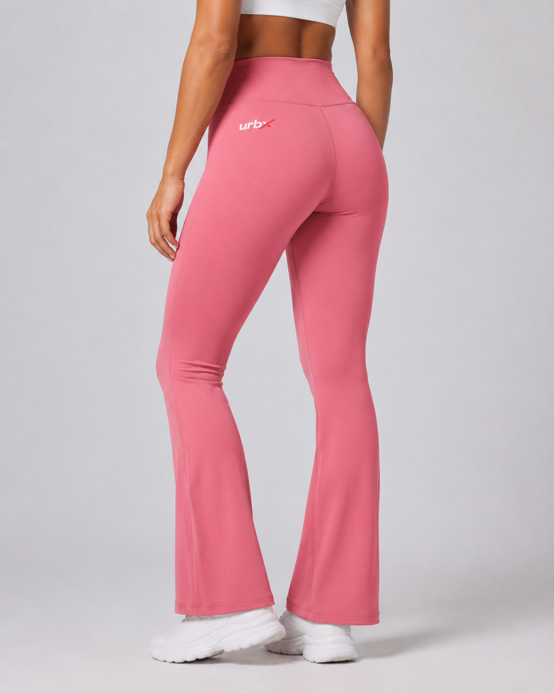 URBX High-Waist Flare Leggings Pink – Back close view