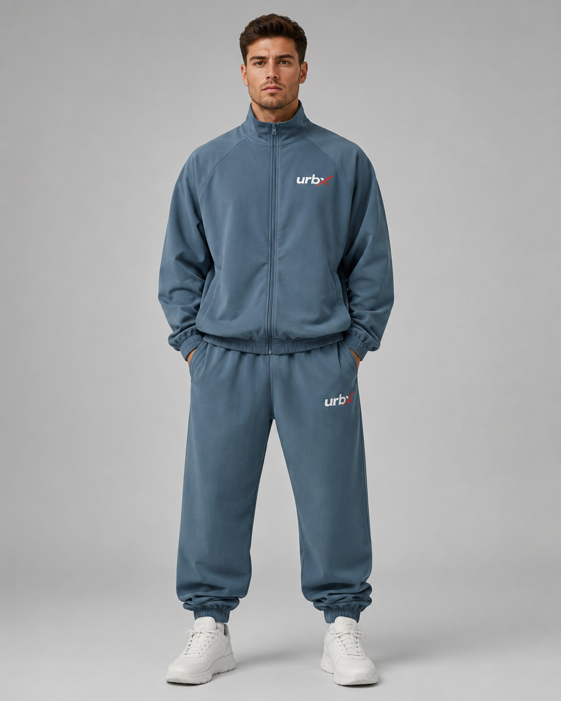 URBX Tracksuit Set Slate Blue - Front straight
