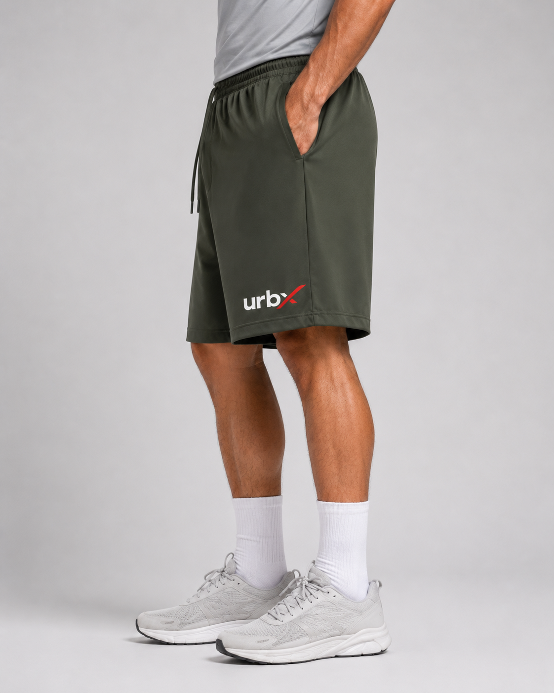 URBX Training Shorts Army Green - Left side