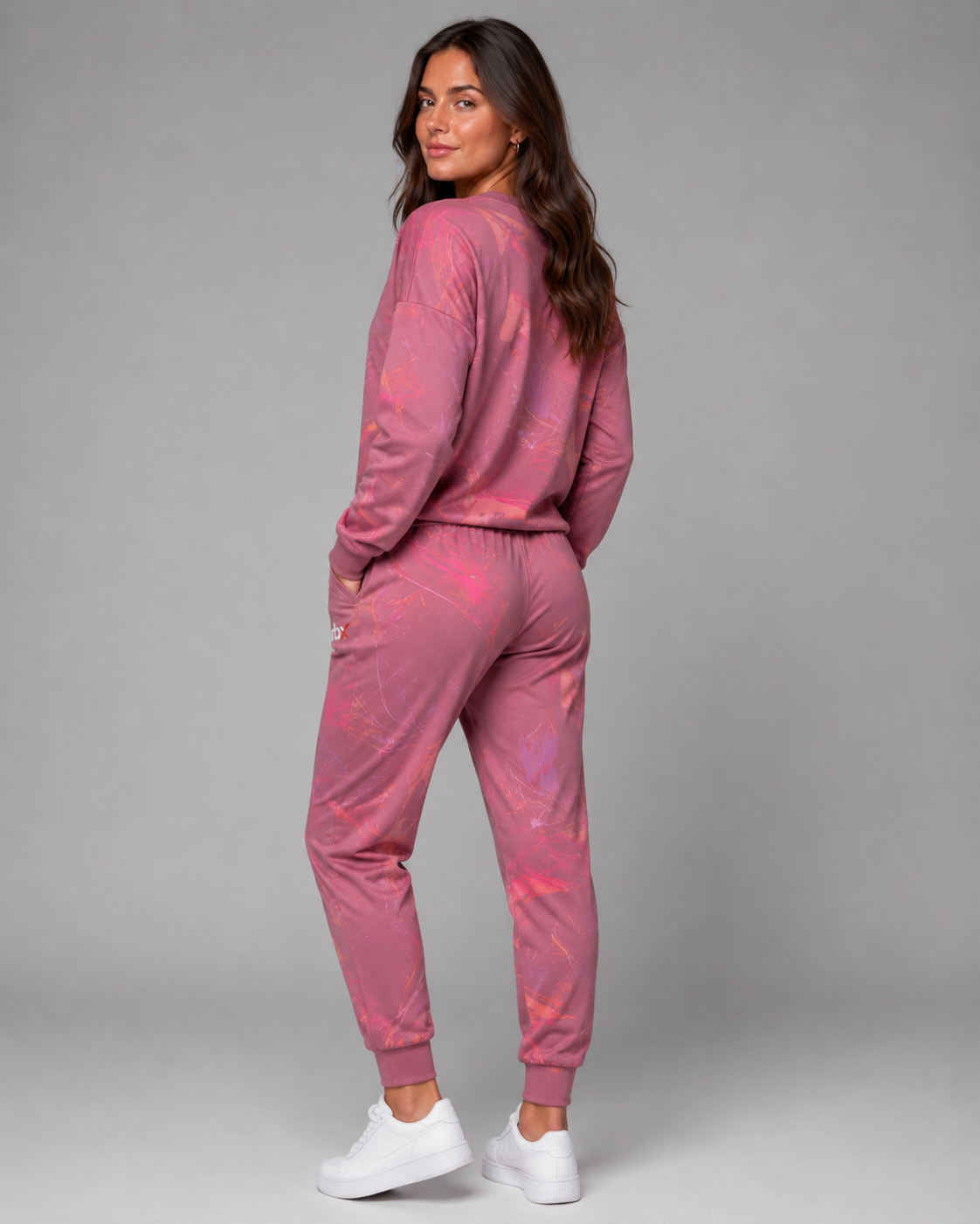 URBX Graphic Loungewear Set Dusty Rose – Back view