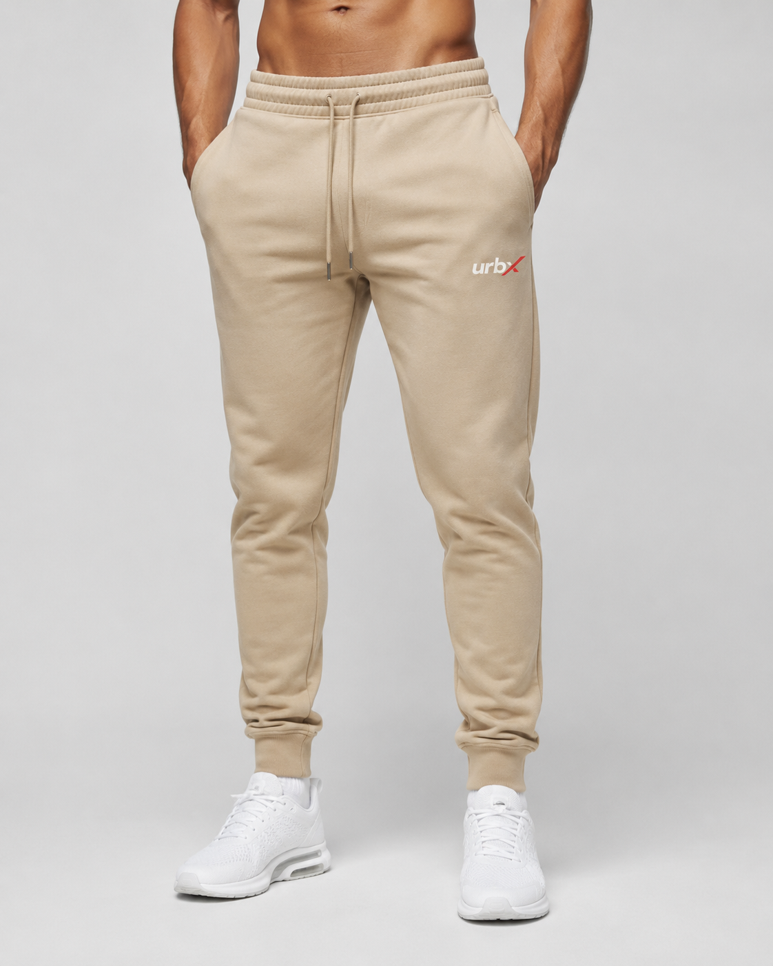 URBX Slim Fit Joggers Sand – Front view