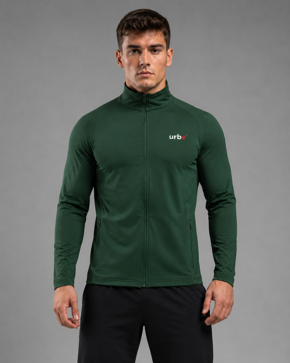 URBX Elite Full-Zip Jacket Forest Green - Full Body Front