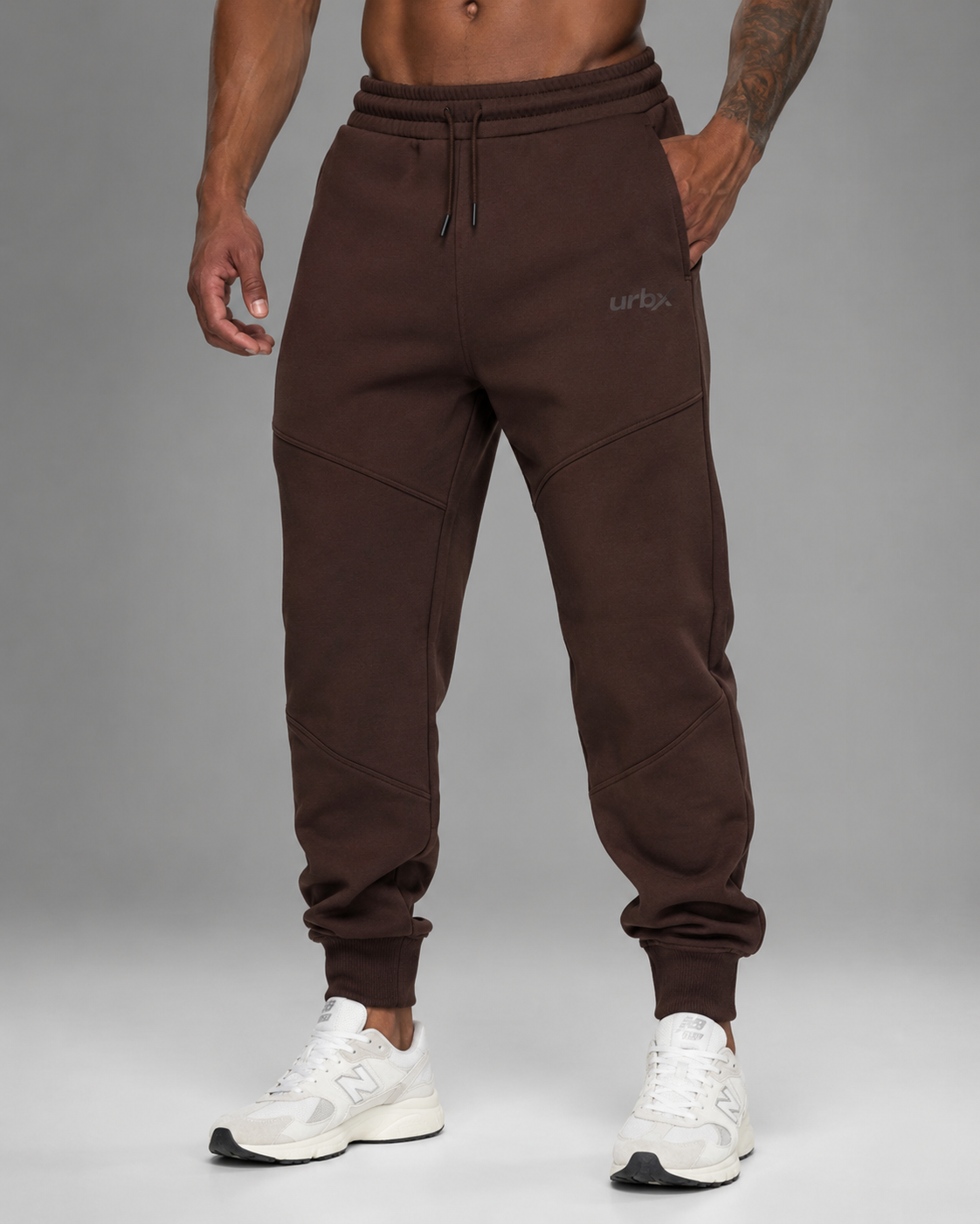 URBX Heavyweight Panelled Joggers – Dark Chocolate