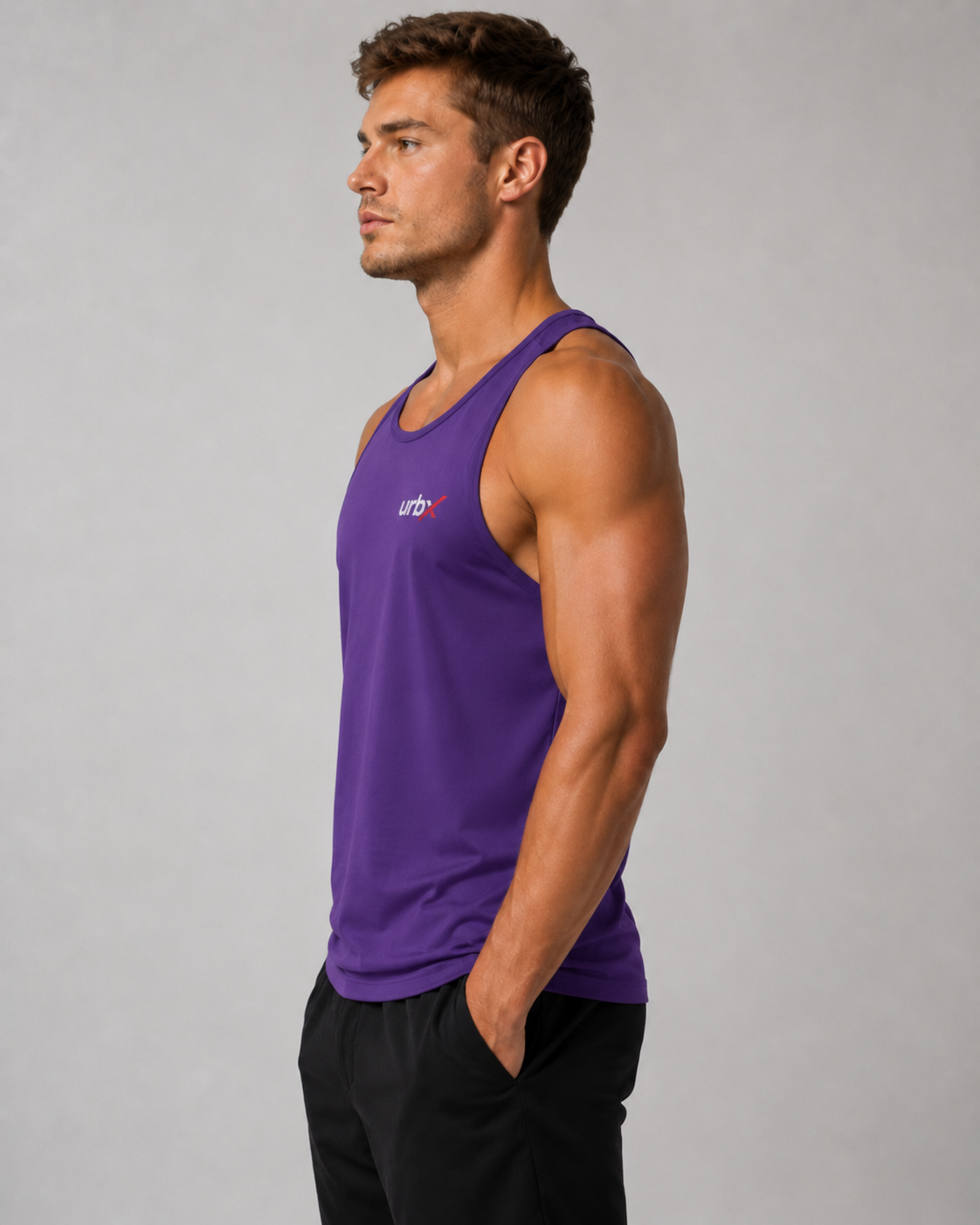 URBX Racerback Tank Purple – Side view