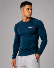 URBX Raglan Long Sleeve Top Teal - Back Three Quarter View