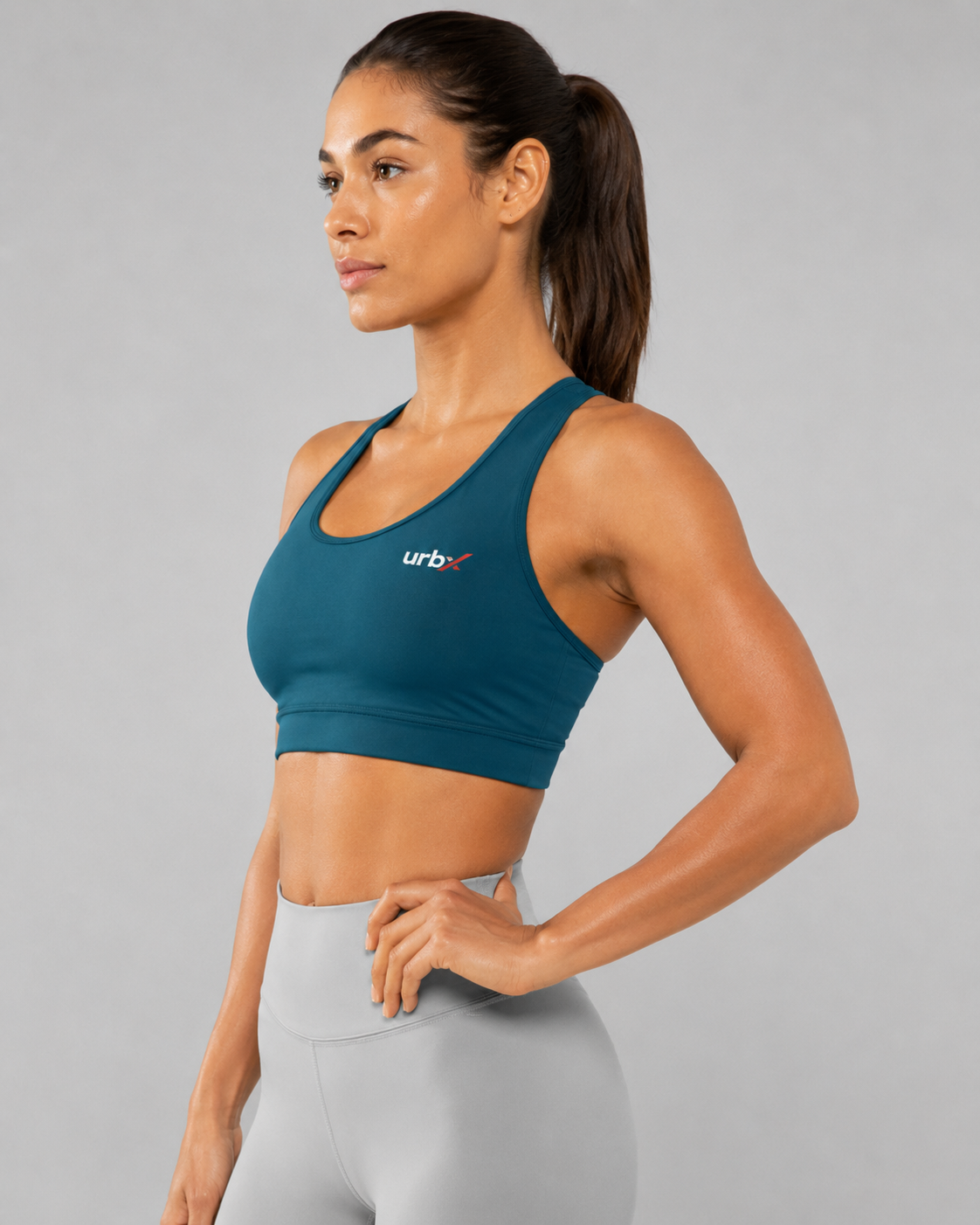 URBX Racerback Sports Bra Teal - Back straight