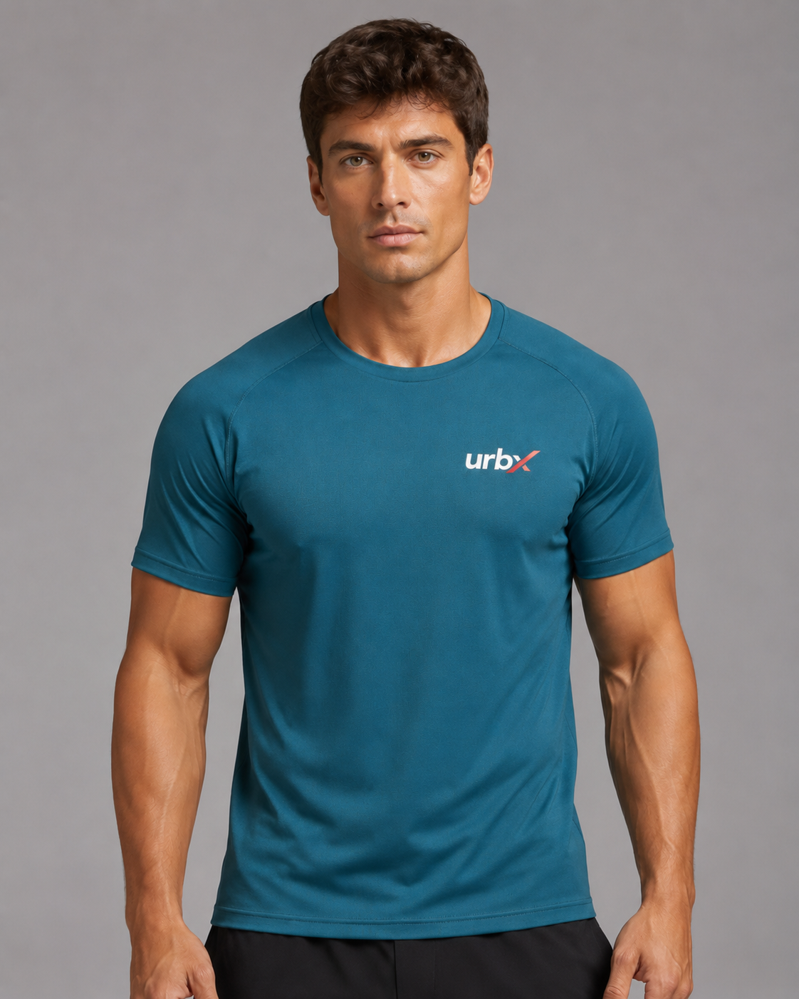URBX Performance Tee Teal – Front straight view