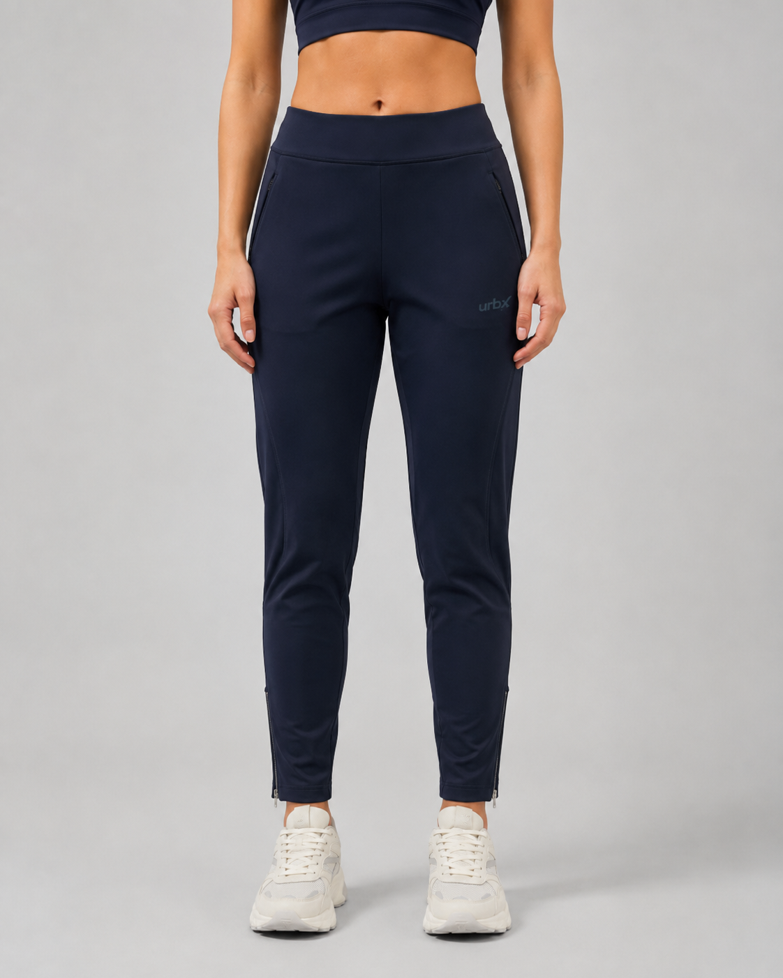 URBX Woven High-Waist Training Pants Navy - Front view full body