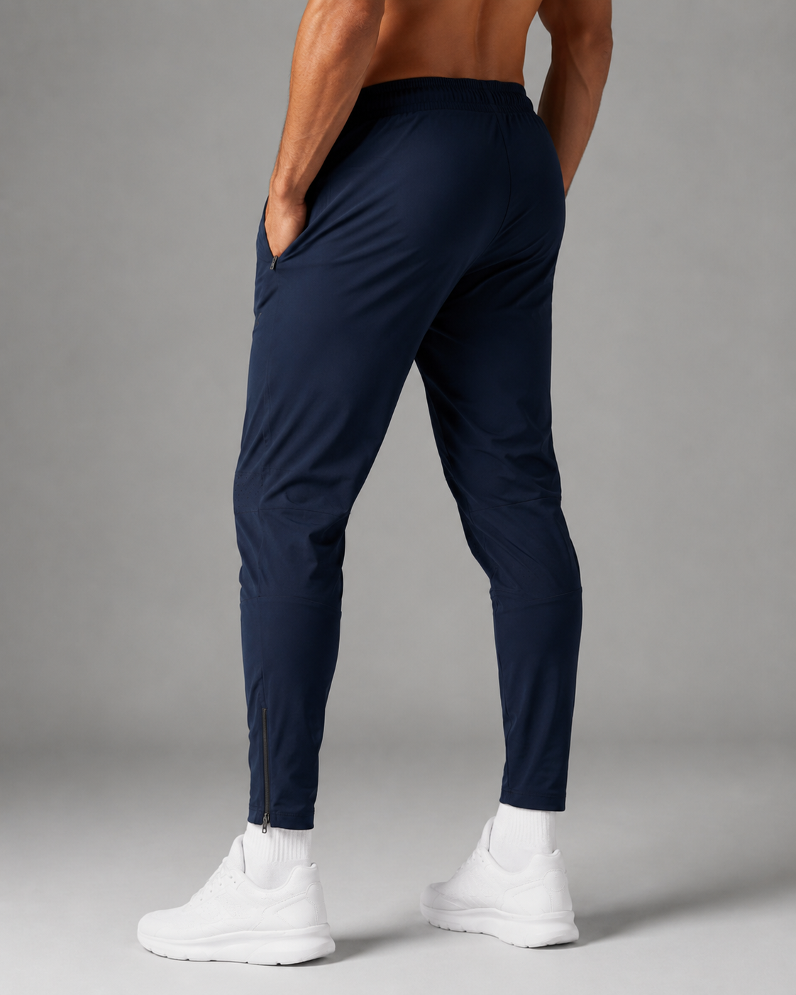 URBX Woven Tapered Training Pants Navy - Back angle view