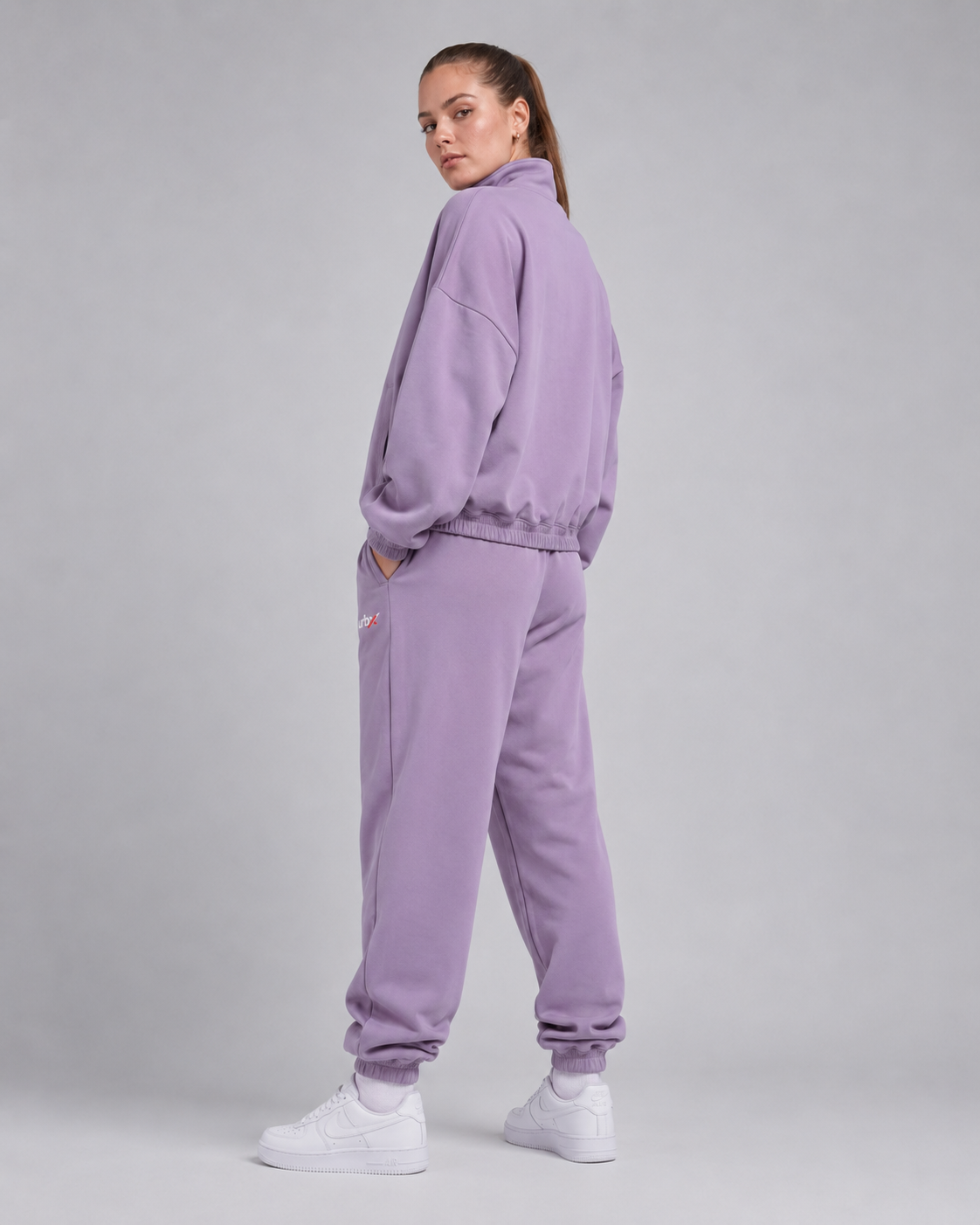 URBX Oversized Tracksuit Lavender - Back three quarter angle