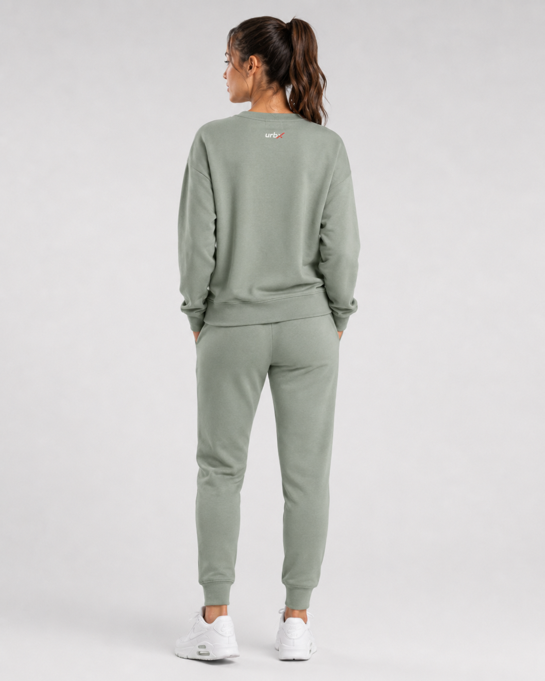 URBX Loungewear Set Sage – Back straight view