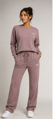 URBX Luxe Lounge Set Dusty Mauve - Full Body Front
