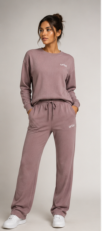URBX Luxe Lounge Set Dusty Mauve - Full Body Front