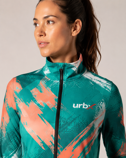 URBX Graphic Performance Jacket Teal – Front angle view 1