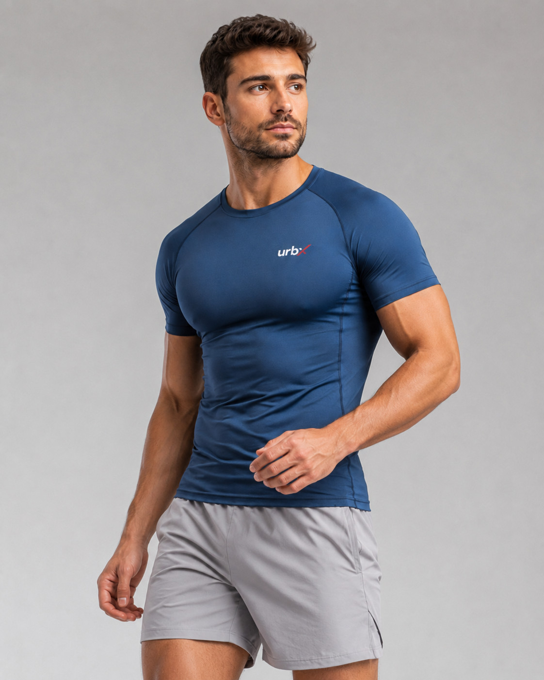 URBX Compression Base Layer Tee Navy Blue - Back straight