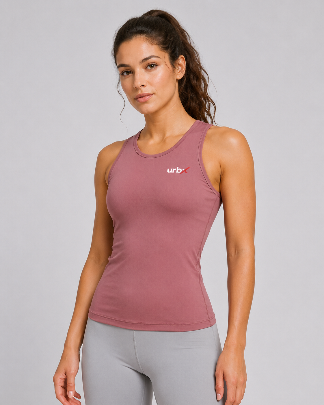 URBX Fitted Racerback Tank Top - Dusty Rose