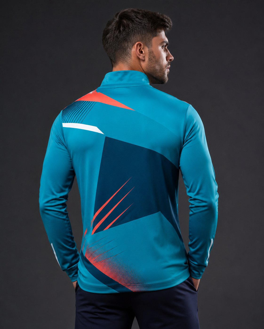 URBX Graphic Performance Jacket Teal – Back view