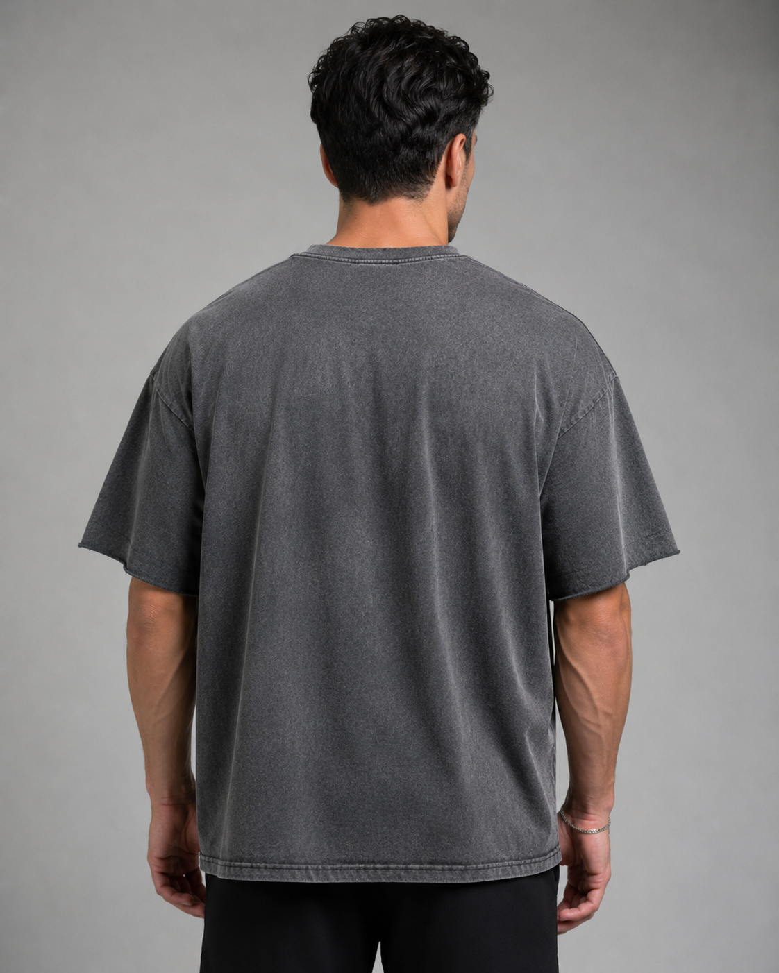 URBX Washed Oversized Tee Charcoal - Back view 2