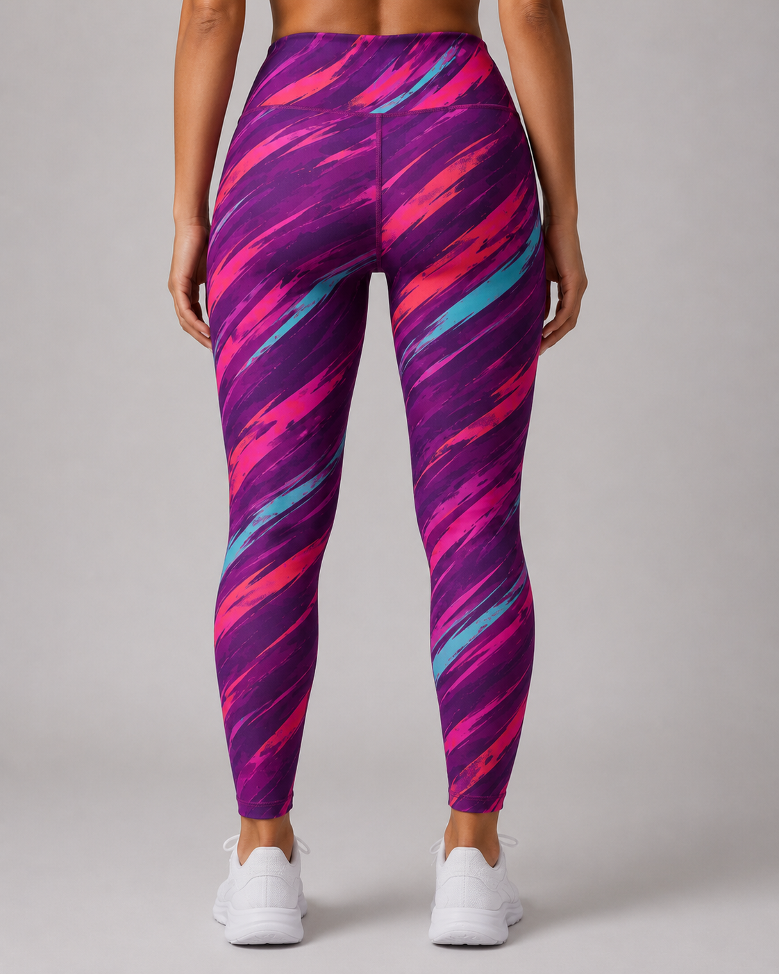 URBX Graphic High-Waist Leggings Deep Purple – Back view