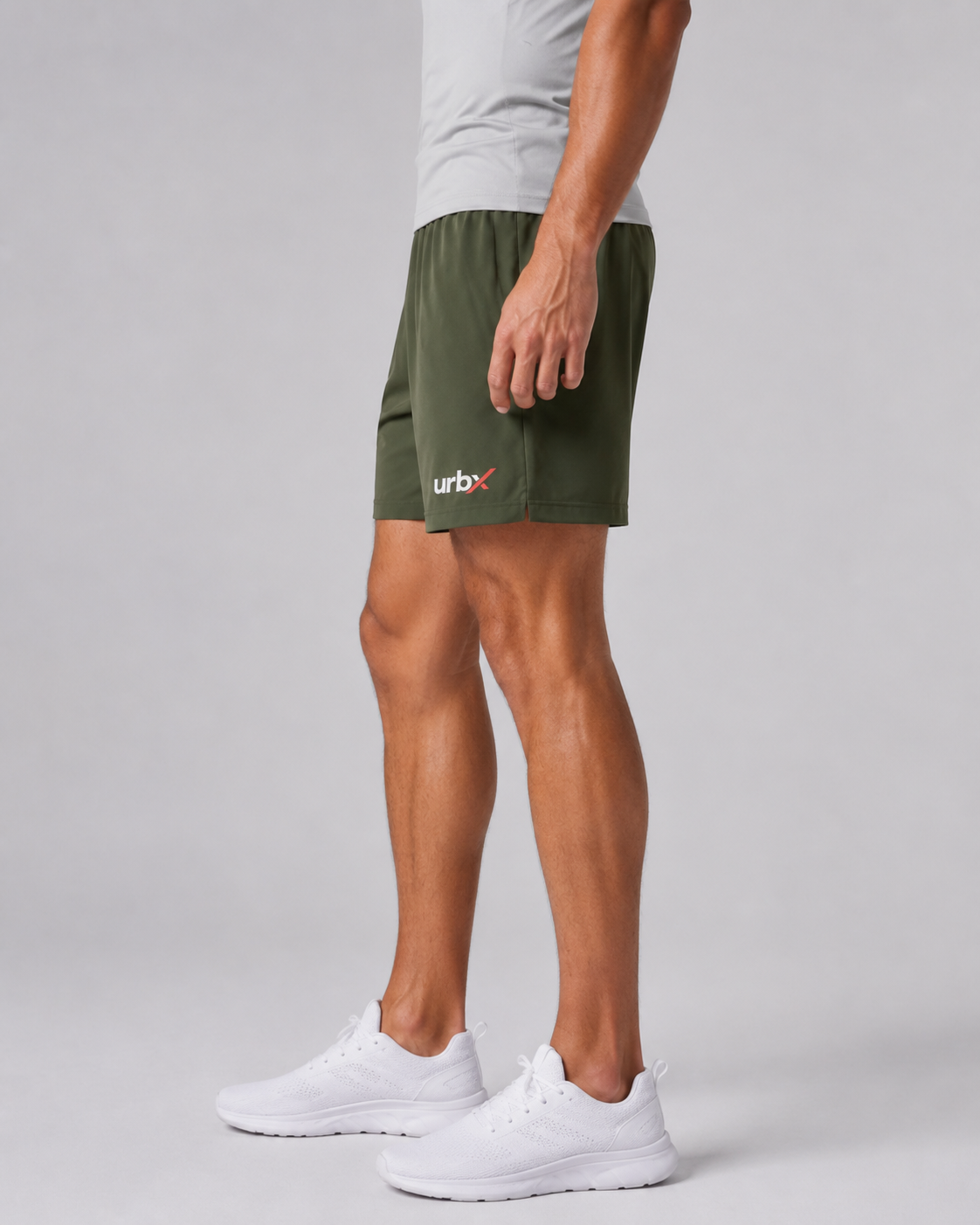 URBX Training Shorts Olive - Side Profile