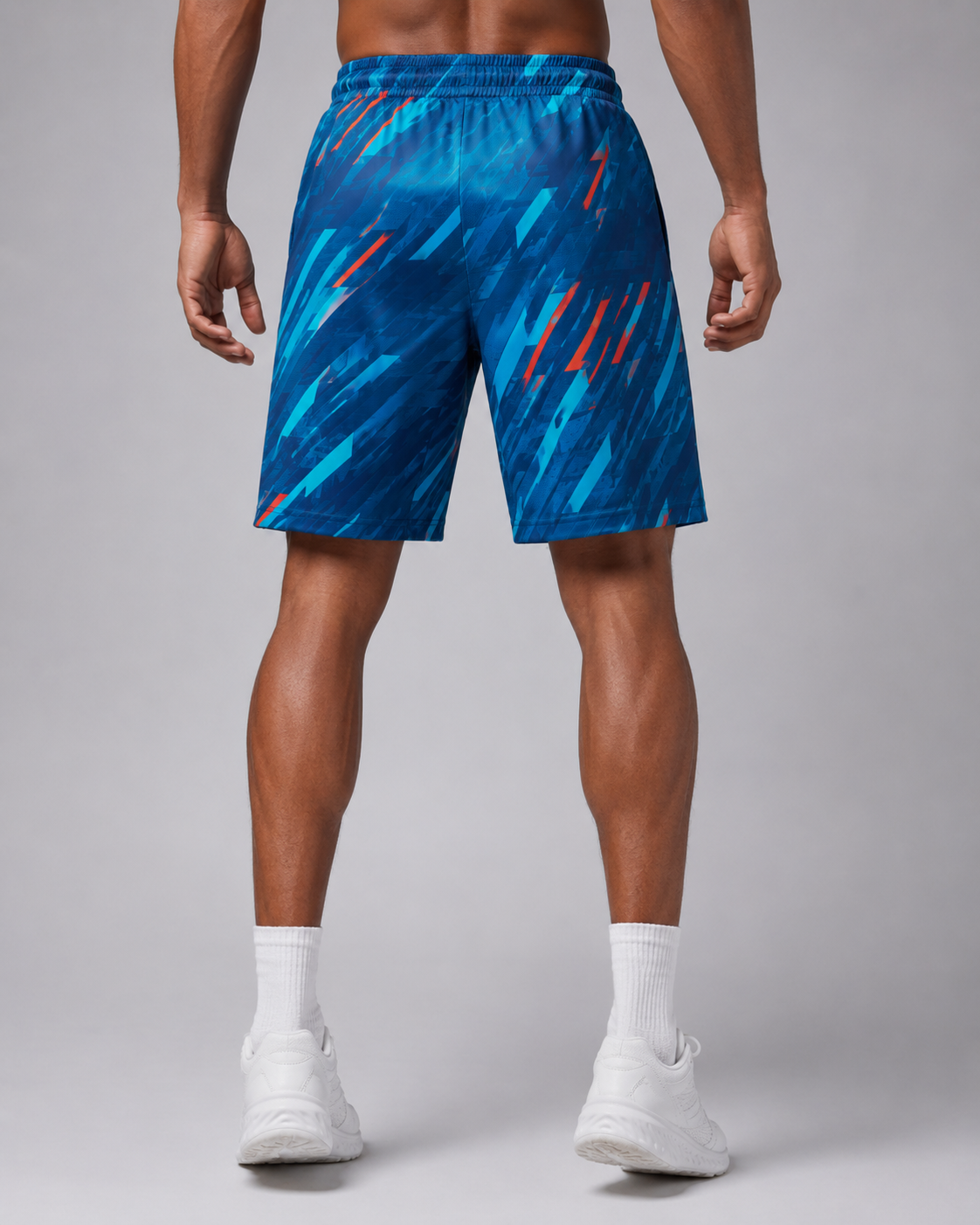 URBX Graphic Training Shorts Blue – Front walking view